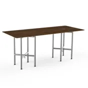 Steelite MGCCVG01WSXX 72" Rectangular Buffet Table, Bengali Mango Wood BHP Laminate, Brushed Stainless Steel 1 image