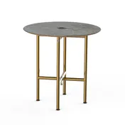 Steelite MGCCCVR01GBXX01 30 Inch Round Restaurant Dining Table with Grey Slate Top and Brushed Brass Base 1 image