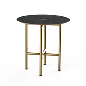 Steelite 30 Inch Round Dining Table with Nero Marquina Marble Top and Brass Legs 1 image