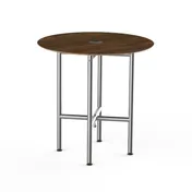 Steelite MGCCVR01WSXX Mogogo Buffet Solutions Clix Table, 30" Round, Bengali Mango Wood Top, Brushed Stainless Steel 1 image