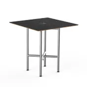 Steelite MGCCVS01MSXX 30x30 Square Nero Marquina Marble BHP Laminate Top Brushed Stainless Steel Pedestal Table 1 image