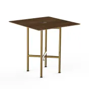 Steelite MGCCVS01WBXX Mogogo Buffet Solutions Clix Table, 30" Square, Bengali Mango Wood BHP Laminate Top, Brushed Brass 1 image