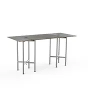Steelite MGCCYG01GSXX 72" Rectangular Buffet Table, Grey Slate Laminate Top, Brushed Stainless Steel Base, 30"D x 36"H 1 image