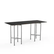 Steelite MGCCYG01MSXX 72" Rectangular Buffet Table, Nero Marquina Marble BHP Laminate Top, Brushed Stainless Steel 1 image