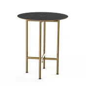 Steelite MGCCYR01MBXX Mogogo Buffet Solutions Clix Table, 30" Round, Nero Marquina Marble BHP Laminate Top, Brushed Brass 1 image