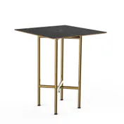 Steelite MGCCYS01MBXX Mogogo Buffet Solutions Clix Table, 30" x 30", Nero Marquina Marble BHP Laminate Top, Brushed Brass 1 image