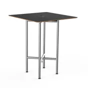 Steelite MGCCYS01MSXX 30" Square Nero Marquina Marble BHP Laminate Top Brushed Stainless Steel Buffet Table 1 image
