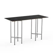 Steelite MGCCZG01MSXX 72" x 30" x 42"H Rectangular Bar Height Table, Nero Marquina Marble BHP Laminate Top, Brushed Stainless Steel 1 image