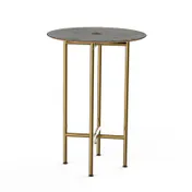 Steelite MGCCZR01GBXX 30" Round Bar Height Table, 42"H, Grey Slate BHP Laminate Top, Brushed Brass Segments 1 image