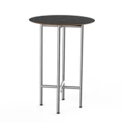 Steelite MGCCZR01MSXX 30" Round Bar Height Table, Nero Marquina Marble BHP Laminate Top, Brushed Stainless Steel 1 image