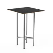 Steelite MGCCZS01MSXX 30" Square Bar Height Table, Nero Marquina Marble BHP Laminate Top, Brushed Stainless Steel 1 image