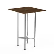 Steelite MGCCZS01WSXX Mogogo Buffet Solutions Clix Table, 30" Square, 42"H, Bengali Mango Wood BHP Laminate Top, Brushed Stainless Steel 1 image