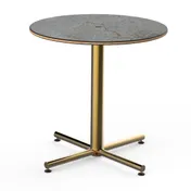 Steelite MGCPRR01GBXX 30" Round Bistro Table, 29"H, Grey Slate Laminate Top, Brushed Brass Base 1 image