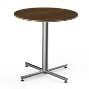 Steelite MGCPRR01WSXX 30" Round Bengali Mango Wood Bistro Table, 29"H, Brushed Stainless Steel Base 1 image