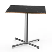 Steelite MGCPRS01MSXX 30x30 Square Bistro Table, 29H, Nero Marquina Marble BHP Laminate Top, Brushed Stainless Steel Base 1 image