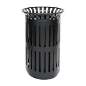 Flash Furniture UF-OTB-01-BLK-GG - 37-Gallon Round Trash Can, 40" H x 26" D, Black Steel Inner Bin 1 image