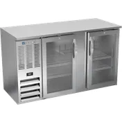 Beverage Air BBN58HC-G-S Bar Cooler - 58"W x 34"H, 14.8 cu ft, Steel, Glass Doors, LED, R290, 1/3 HP 1 image