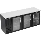 Beverage Air BBN78HC-G-B Back Bar Cooler, 78"W x 26"D x 34"H, 21.7 cu ft, 3 doors, LED, R290, 1/3 HP 1 image