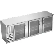 Beverage Air BBN94HC-FG-S Bar Cooler 94"W x 26"D x 34"H, 27 Cu Ft, 3 Glass Doors, Top, 1/3 HP, 115V 1 image