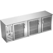 Beverage Air BBN94HC-G-S Back Bar Cooler, 94" W, 27.2 cu ft, 3 Glass Doors, Steel, R290, 1/3HP115V 1 image