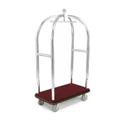 Forbes Industries 2517-SS Birdcage Luggage Cart w/ (2) Push Bars and Carpeted Deck 1 image