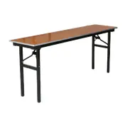 Forbes Industries 600-1896A 600 Series Training Folding Table, Rectangular 18" x 96" x 30"H, Plywood Top with Walnut Stain, Aluminum Frame 1 image