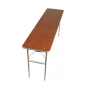 Forbes Industries HO1896 200 Series Training Folding Table, Rectangular, 18" x 96" x 30"H, 5/8" Plywood Top, Walnut Stain, Aluminum Edge 1 image