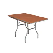 Forbes Industries HO3048 200 Series Banquet Folding Table, Rectangular, 30" x 48", Plywood Top, Walnut Stain, Aluminum Legs 1 image