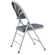 National Public Seating 1115 Fan Back Folding Chair with Dark Blue Plastic Seat & Back - (Pack of 4 2 image