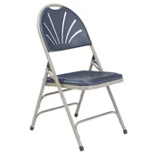National Public Seating 1115 Fan Back Folding Chair with Dark Blue Plastic Seat & Back - (Pack of 4 1 image