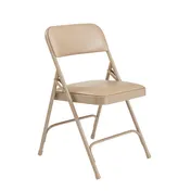National Public Seating 1201 Vinyl Upholstered Double Hinge Folding Chair, French Beige (Pack of 4) 1 image