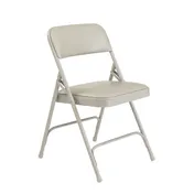 National Public Seating 1202 Vinyl Upholstered Double Hinge Folding Chair, Warm Grey (Pack of 4) 1 image