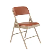 National Public Seating 1203 Vinyl Upholstered Double Hinge Folding Chair, Honey Brown (Pack of 4) 1 image