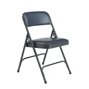 National Public Seating 1204 Vinyl Upholstered Double Hinge Folding Chair, Dark Midnight Blue (Pack of 4) 1 image