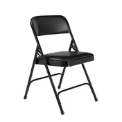 National Public Seating 1210 Vinyl Upholstered Double Hinge Folding Chair, Caviar Black (Pack of 4) 1 image