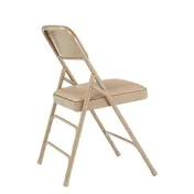 National Public Seating 1301 Folding Chair w/ French Beige Upholstered Vinyl Back & Seat - Beige, (Pack of 4) 2 image