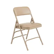 National Public Seating 1301 Folding Chair w/ French Beige Upholstered Vinyl Back & Seat - Beige, (Pack of 4) 1 image