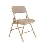 National Public Seating 2201 Steel Frame Folding Chair w/ Café Beige Fabric Back & Seat (Pack of 4) 1 image