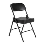 National Public Seating 3210 NPS 3200 Series Premium Black Vinyl Upholstered Double Hinge Folding Chair (Pack of 2) 1 image