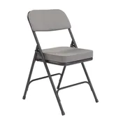 National Public Seating 3212 NPS 3200 Series Premium 2" Fabric Upholstered Double Hinge Grey Folding Chair (Pack of 2) 1 image
