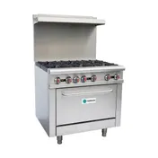 Hurakan HKN-XRFG36O6 A/W 36" Floor Commercial Gas Range w/ 6 Open Burners, 1 Oven, 211.000 BTU 1 image