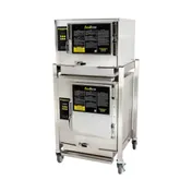 AccuTemp P3/P61201E060 DBL 9 Pan LP Gas Boilerless Connected Steamer, Double Stacked, Stand Mounted 1 image