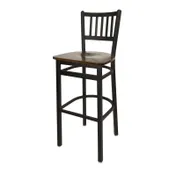 BFM Seating 2090B-SB ASH Troy Barstool, Slate Back, Autumn Ash Wood Seat, Sand Black Metal Frame 1 image