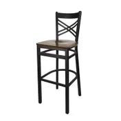 BFM Seating 2130B-SB ASH Akrin Barstool, Cross Back, Autumn Ash Wood Seat, Sand Black Metal Frame 1 image
