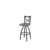 BFM Seating 2130SCSR-SB Akrin Swivel Barstool, Cross Back, Chestnut Relic Seat, Footrest, Sand Black Steel Frame 1 image