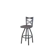 BFM Seating 2130SRCR-SB Akrin Swivel Barstool, Cross Back, Rustic Copper Relic Seat, Steel Frame, Sand Black Finish 1 image