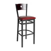BFM Seating 2152B-SB GR4 Darby Barstool, Wood Back, Upholstered Seat, Sand Black Finish, Grade 4 Upholstery 2 image