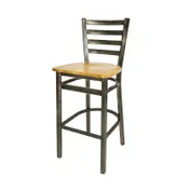 BFM Seating 2160B-CL W Lima Barstool, Ladder Back, Wood Seat, Metal Frame 2 image