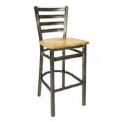 BFM Seating 2160B-CL W Lima Barstool, Ladder Back, Wood Seat, Metal Frame 1 image