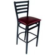 BFM Seating 2160B-SB GR2 Lima Barstool, Ladder Back, Upholstered Seat, Metal Frame, Sand Black Finish 1 image